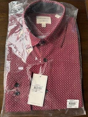 CON.STRUCT Men's Burgundy Geometric Dress Shirt